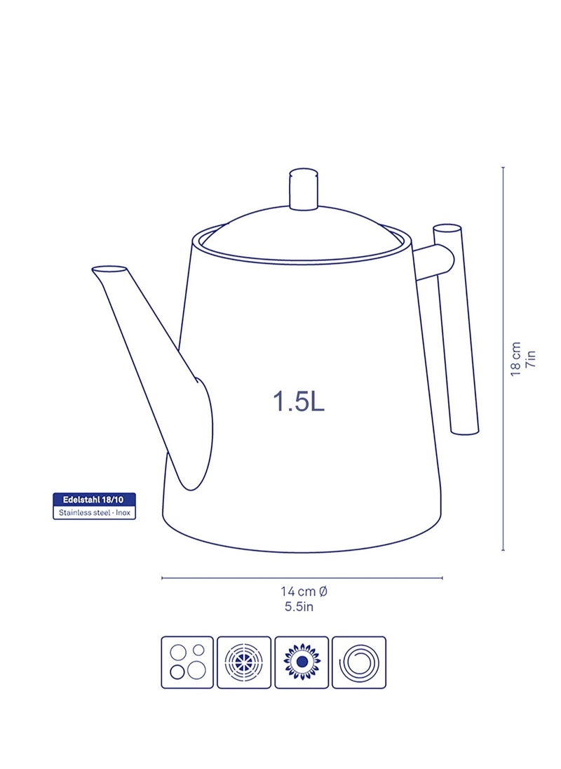 LOOPITYS 1500ml stainless steel teapot with a filter can be used to make flower tea or coffee  - Image 3