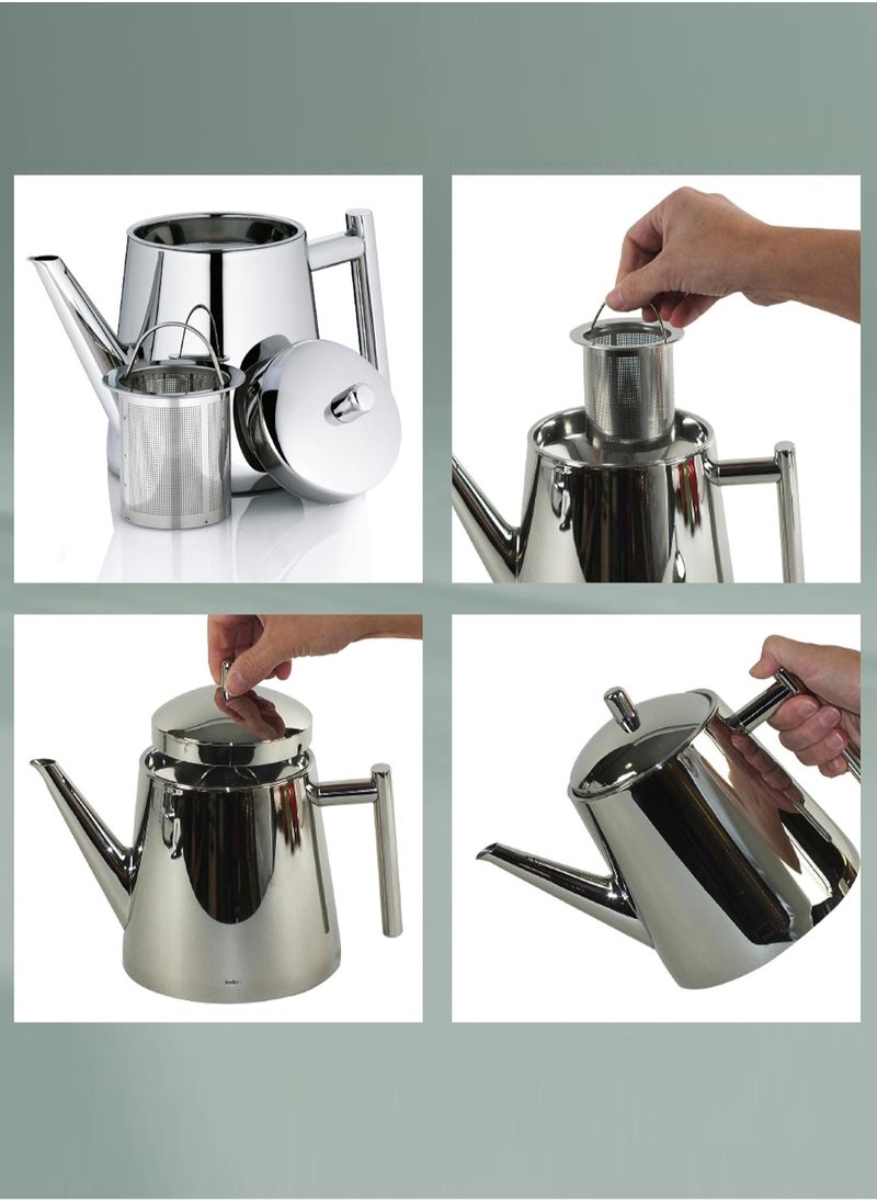 LOOPITYS 1500ml stainless steel teapot with a filter can be used to make flower tea or coffee  - Image 5