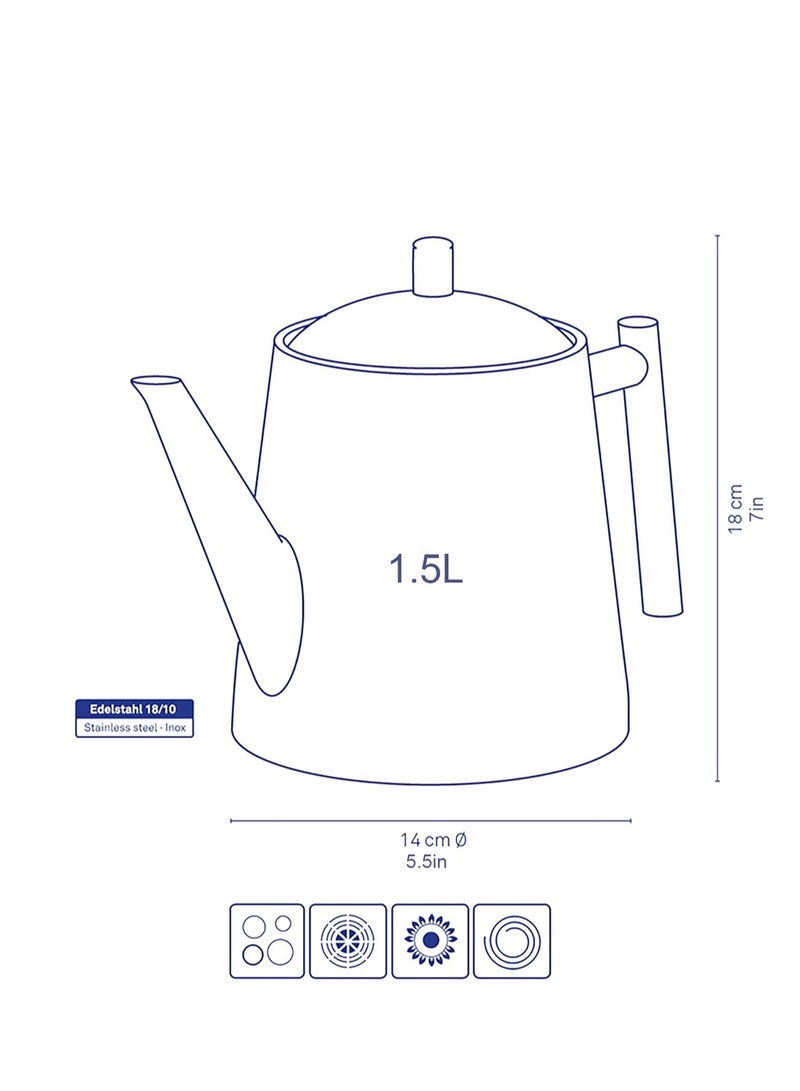 لوبيتيز الفولاذ المقاوم للصدأ إبريق الشاي مع فلتر يمكن استخدامها لصنع الشاي أو القهوة - Image 4