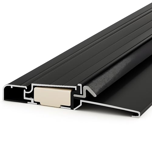 Blulu 36 Aluminum Exterior Door Threshold 5 58 Outdoor Swing Threshold Heavy Duty Adjustable Aluminum Door Sill Pan for Weatherproof Easy Install for ResidentialCommercial Use Black 1 Pcs - Image 1
