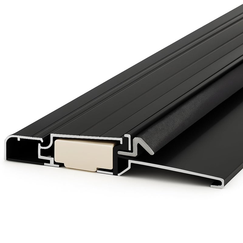 Blulu 36 Aluminum Exterior Door Threshold 5 58 Outdoor Swing Threshold Heavy Duty Adjustable Aluminum Door Sill Pan for Weatherproof Easy Install for ResidentialCommercial Use Black 1 Pcs - Image 2
