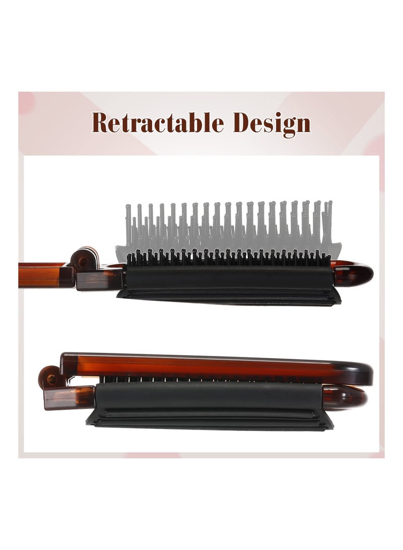 Y&D 4 Pcs Folding Hair Brush with Mirror Portable Mini Brush Small Compact Pocket Comb for Family School Travel Car Gym Wig Bag Purse Gift Women Kids (Tortoiseshell) - Image 5