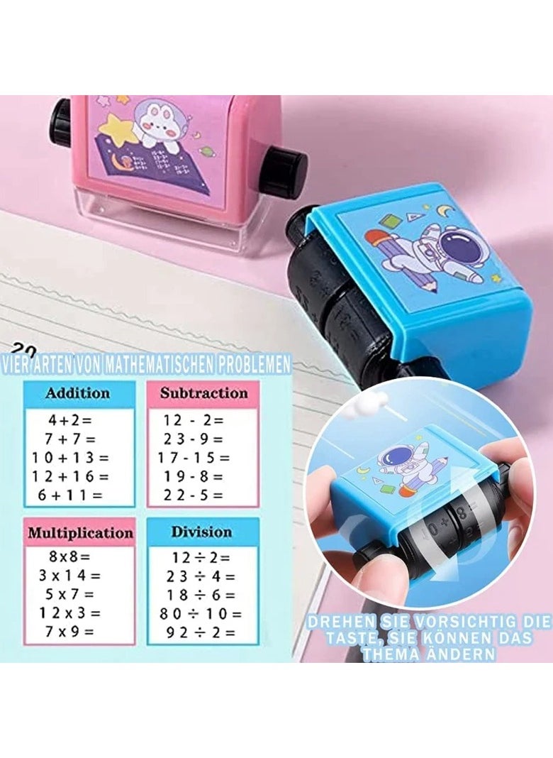 Math Roller Stamp Teacher Stamps Stamps 4PCS Roller Digital Teaching Stamp Addition Subtraction Multiplication And Division