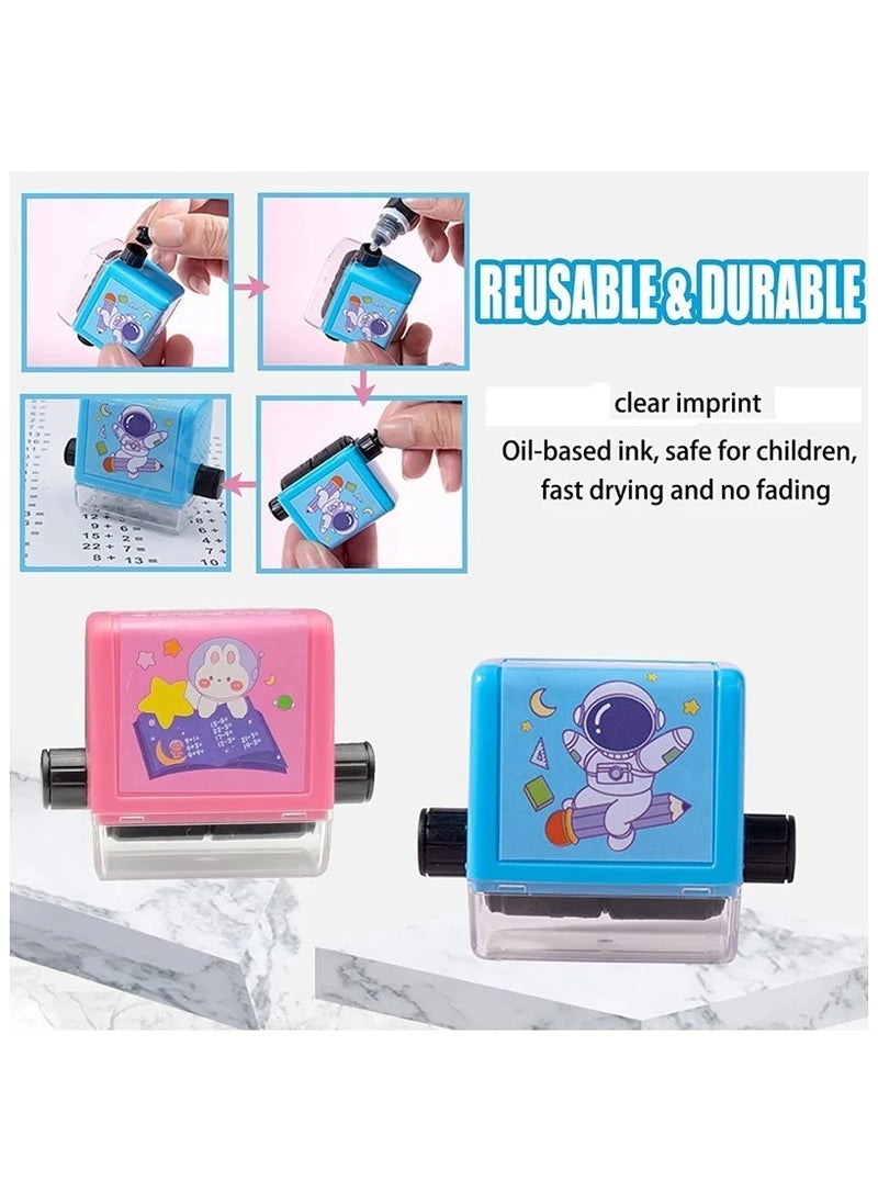 Math Roller Stamp Teacher Stamps Stamps 4PCS Roller Digital Teaching Stamp Addition Subtraction Multiplication And Division