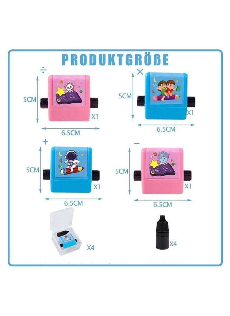 Math Roller Stamp Teacher Stamps Stamps 4PCS Roller Digital Teaching Stamp Addition Subtraction Multiplication And Division