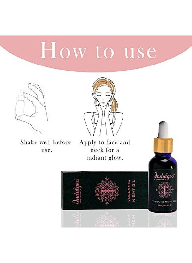 Indulgeo ESSENTIALS Volcanic Night Oil (30 mL) Acne and Pimple Treatment for Oily skin | Oil Balancing Pimple Spot Treatment For Men and Women Prevent Sun Damage And Tanning | Tamanu Oil | Ayush Certified100% Organic  - Image 4