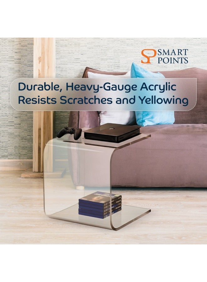"سمارت بوينتس  " طاولة جانبية أكريليك – طاولة شفافة لغرفة النوم أو المعيشة أو المكتب – تصميم عصري بشكل حرف U – ‎29×42×42 سم - Image 3