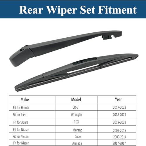 DUILEO Rear Windshield Wipers Blade Arm Set for Honda CR-V 2017-2023 / for Jeep Wrangler 2018-2023/ for Nissan Murano Cube 2009-2014 / for Acura RDX 2019-2023 - Image 2