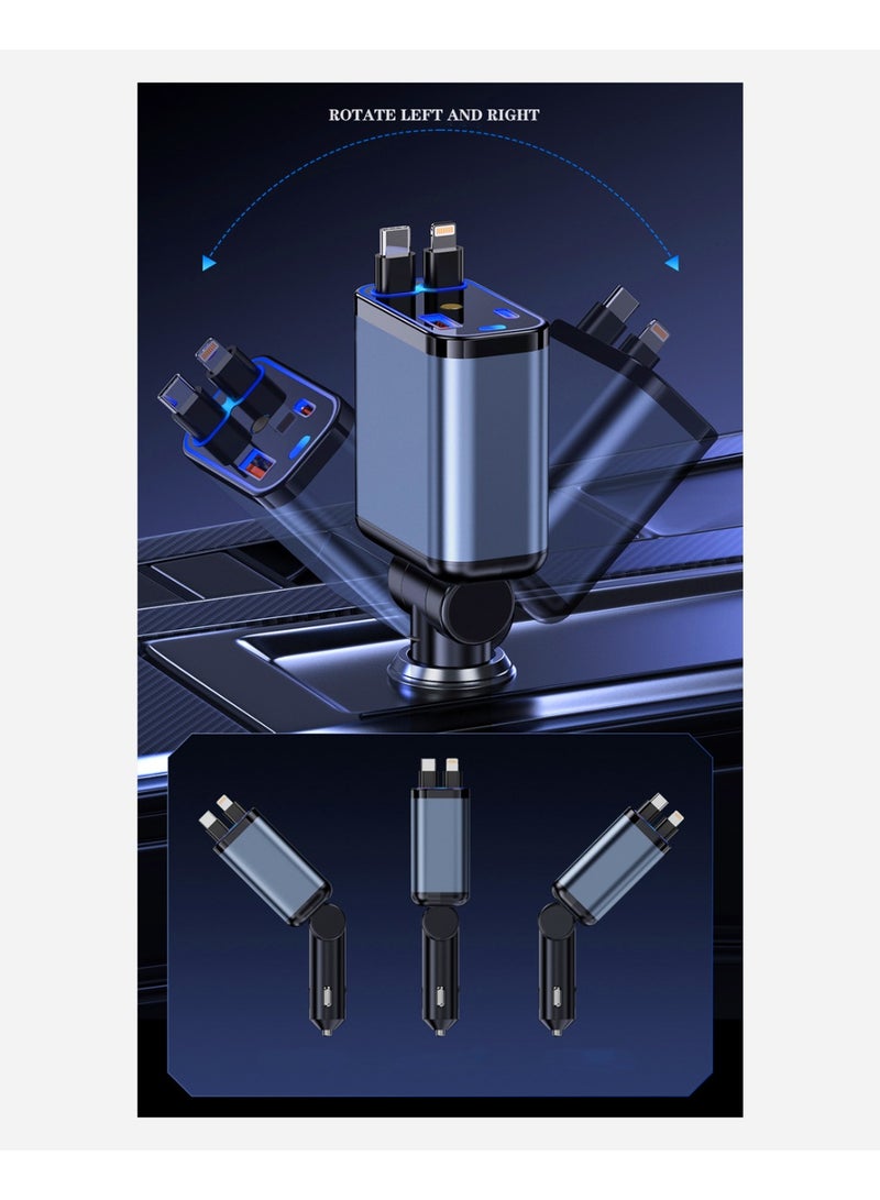 4-in-1 90W Car Charger with Red LED Starry Sky Light and Type-C + Lightning + USB-A + USB-C Ports - Image 3