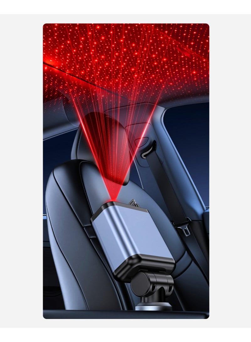 4-in-1 90W Car Charger with Red LED Starry Sky Light and Type-C + Lightning + USB-A + USB-C Ports - Image 4