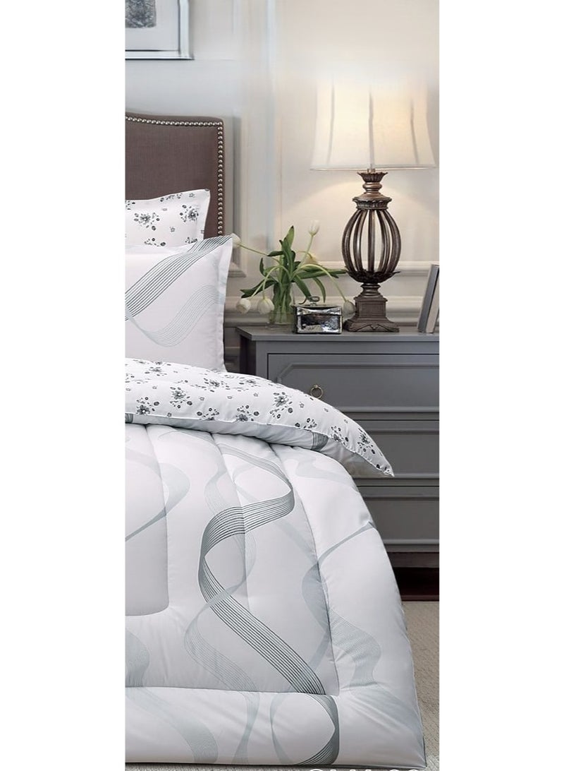 لوفيرا طقم مفرش نفرين ملكي لحاف قماش متين وناعم ونقشة عصرية 8 قطع مقاس 240*260 سم - Image 4