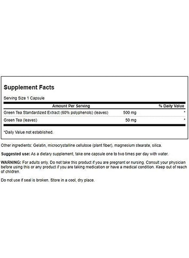 SWANSON Green Tea Extract 500 Milligrams 60 Capsules (2 Pack) - Image 3