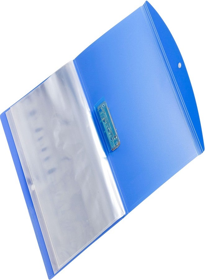 Worldone FC (Foolscap Size) | Multi-Utility Document Folder | 40 Top-Loading Sleeves | Snap Button Closure | Durable 0.75mm Virgin PP Sheet | Ideal for Office, School & College | Blue (Pack of 2) - Image 3