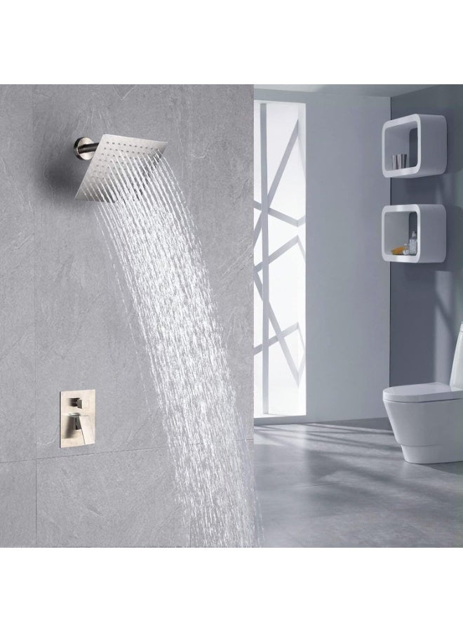 Beauenty Rain Shower head, High Pressure Shower Head Made of 304 Stainless Steel, Relaxed Shower Experience Even at Low Water Flow and Pressure (8" Brushed Nickel) - Image 3