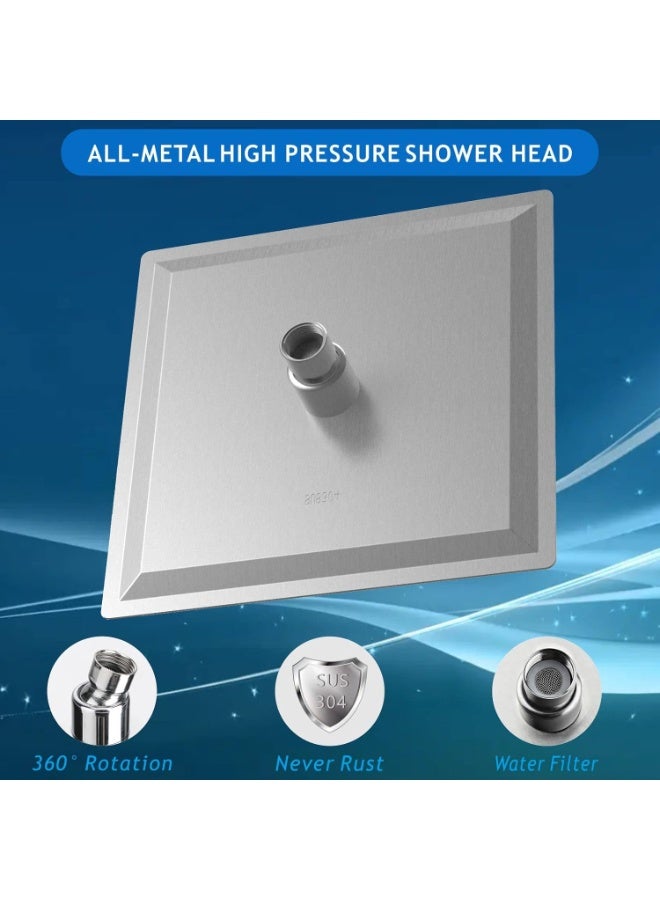 Beauenty Rain Shower head, High Pressure Shower Head Made of 304 Stainless Steel, Relaxed Shower Experience Even at Low Water Flow and Pressure (8" Brushed Nickel) - Image 4