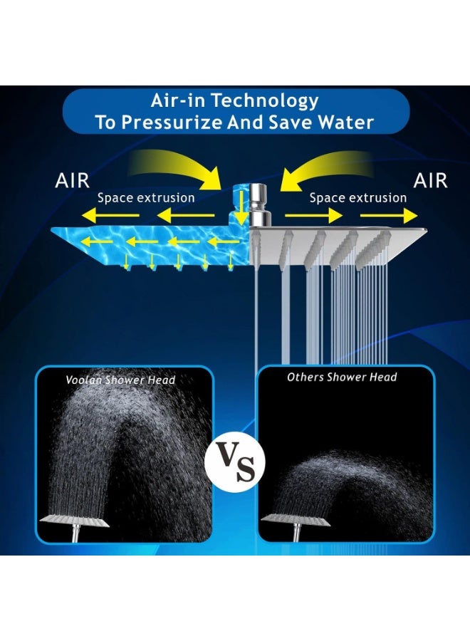 Beauenty Rain Shower head, High Pressure Shower Head Made of 304 Stainless Steel, Relaxed Shower Experience Even at Low Water Flow and Pressure (8" Brushed Nickel) - Image 2