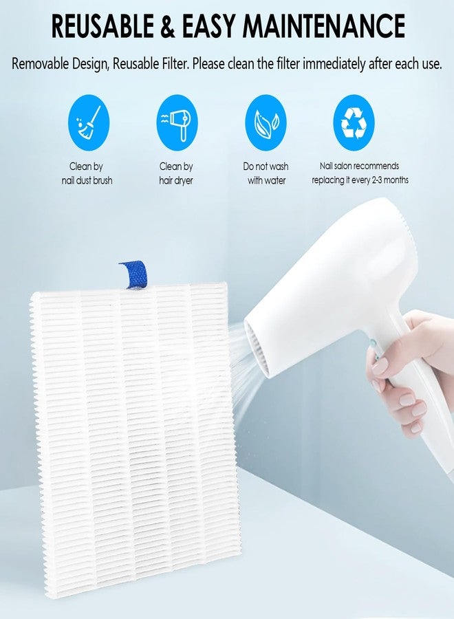 BLUETOP 2PACK Reusable Nail Dust Collector Filter, Replacement Filters Compatible with Nail Duster Collector, Powerful Nail Vacuum Nail Filters, Nail Dust Extractor Replacement, Easy to Clean 5.51x5.31inch - Image 4