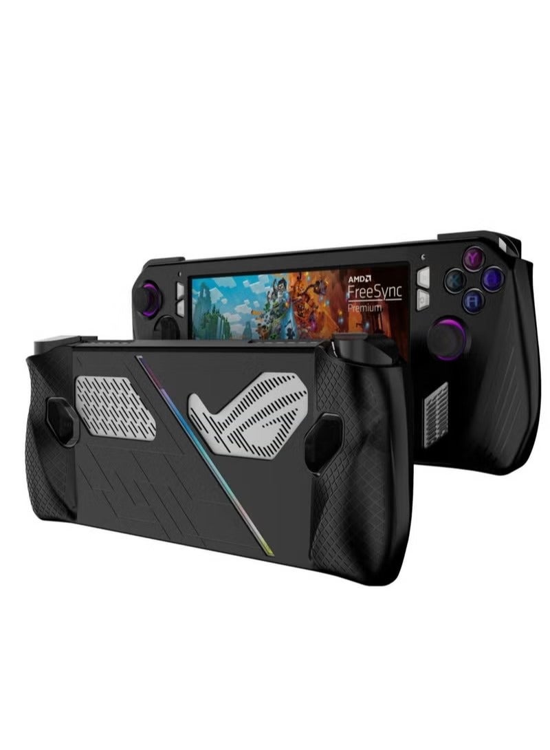 Non-Slip Soft Silicone/TPU Protective Case Protector, Silicone Case for Rog-Ally Handheld, Game Console Skin Cover for Rog Ally Accessories (Black) - Image 2