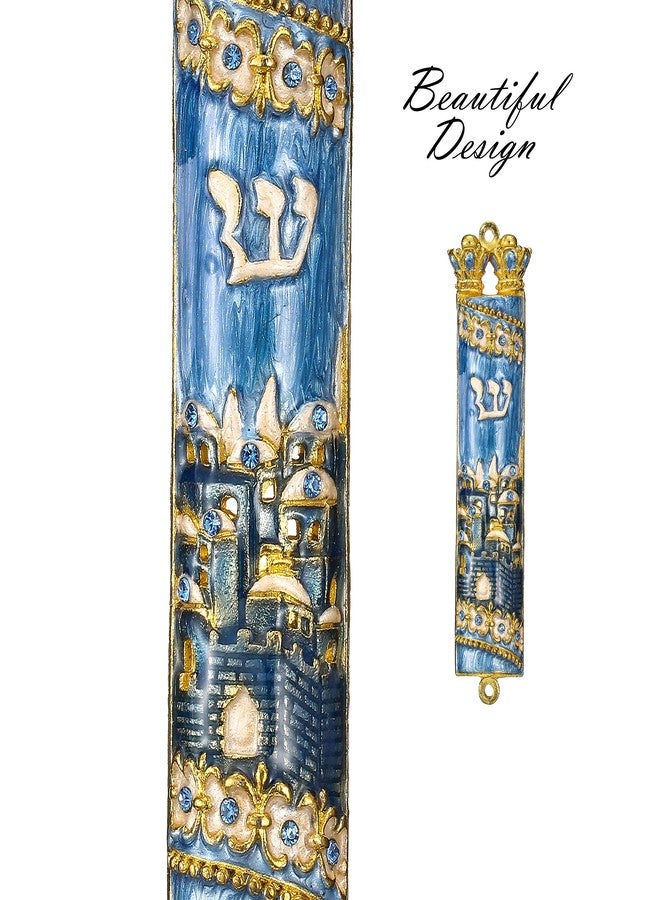 ماتاشي مزوزة مطلية بالذهب ومرصعة بالكريستال (مزوزة مطلية بالمينا الزرقاء، مدينة القدس) - Image 4