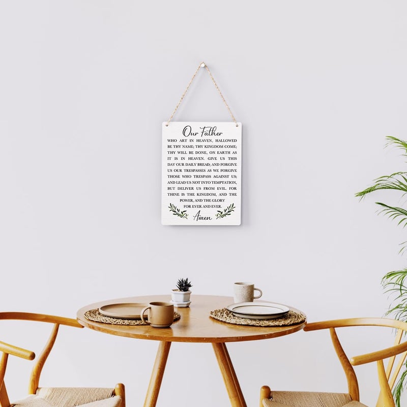 BELLOWDEER Christian Bible Verses Wall Decor Our Father Prayer Wall Decoration The Lords Prayer Wooden Hanging Sign Scripture Wall Art for Home Living Room Bedroom Home Wall Decor 8x10 Inches Religious Gift - Image 4