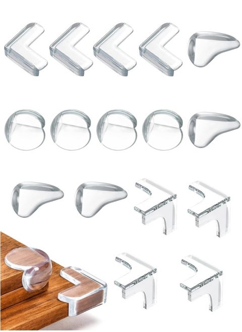 Table Edge Protector, 16 Pcs Transparent Corner Protector, Corner Safety Guards for to Cover Sharp Furniture, Table Edges, Cupboard, Stool Corners