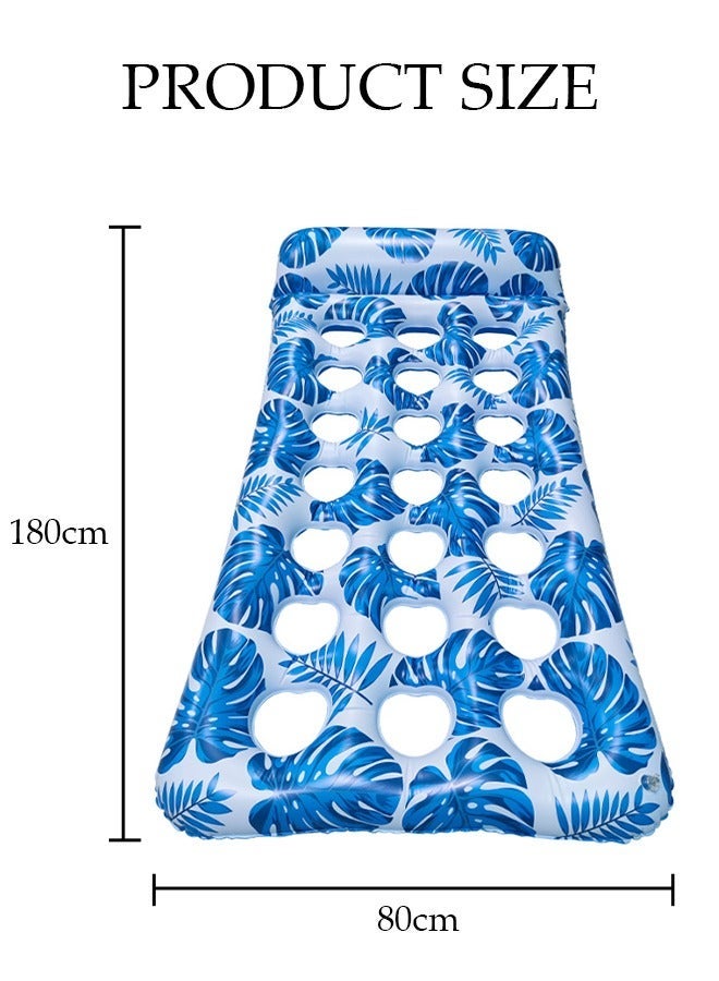 DUNISO Oversized Pool Float Lounge, 180*80cm Extra Large Floating Mat for Adults and Kids, Inflatable Contour Lounger with Headrest Ultra-Comfort Cooling Pool Raft - Image 2