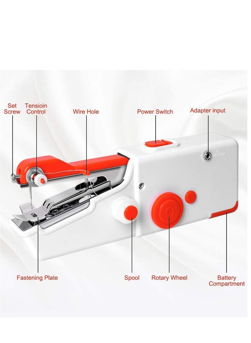 ELTRAZONE Handheld Sewing Machine, Mini Portable Electric Sewing Machine, for Beginners Adult, Easy to Use and Fast Stitch Suitable for Clothes, Fabrics, DIY Home Travel (Red) - Image 2