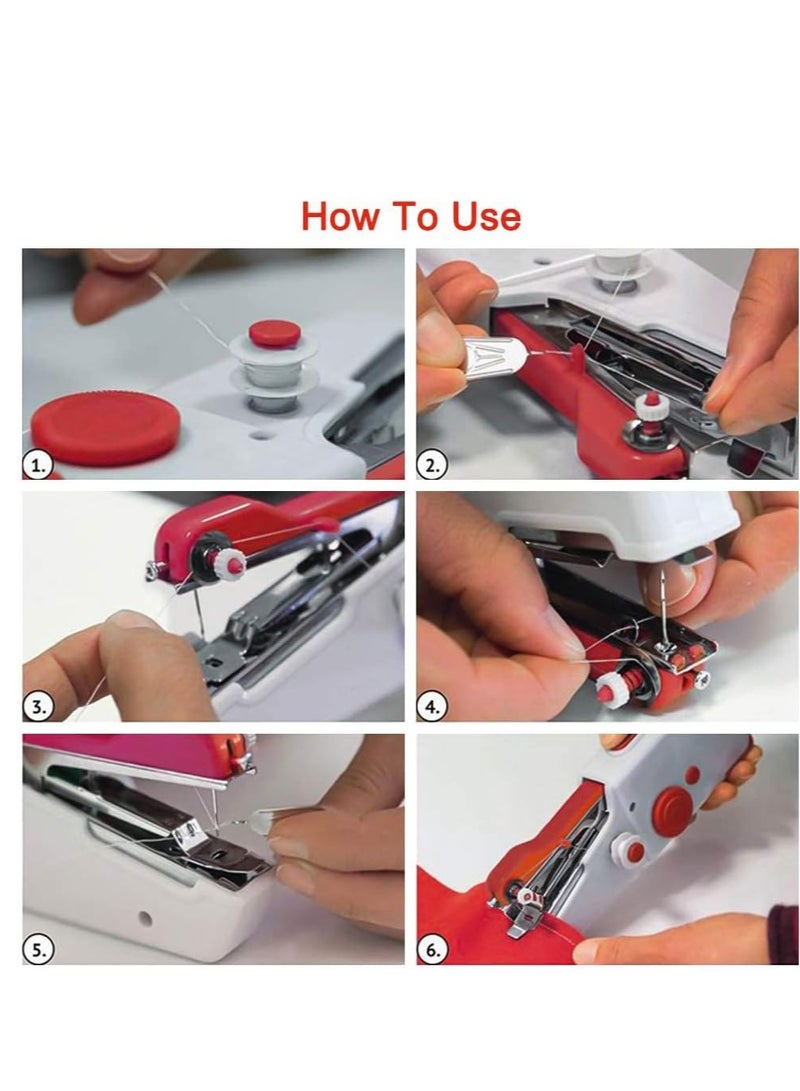 ELTRAZONE Handheld Sewing Machine, Mini Portable Electric Sewing Machine, for Beginners Adult, Easy to Use and Fast Stitch Suitable for Clothes, Fabrics, DIY Home Travel (Red) - Image 5