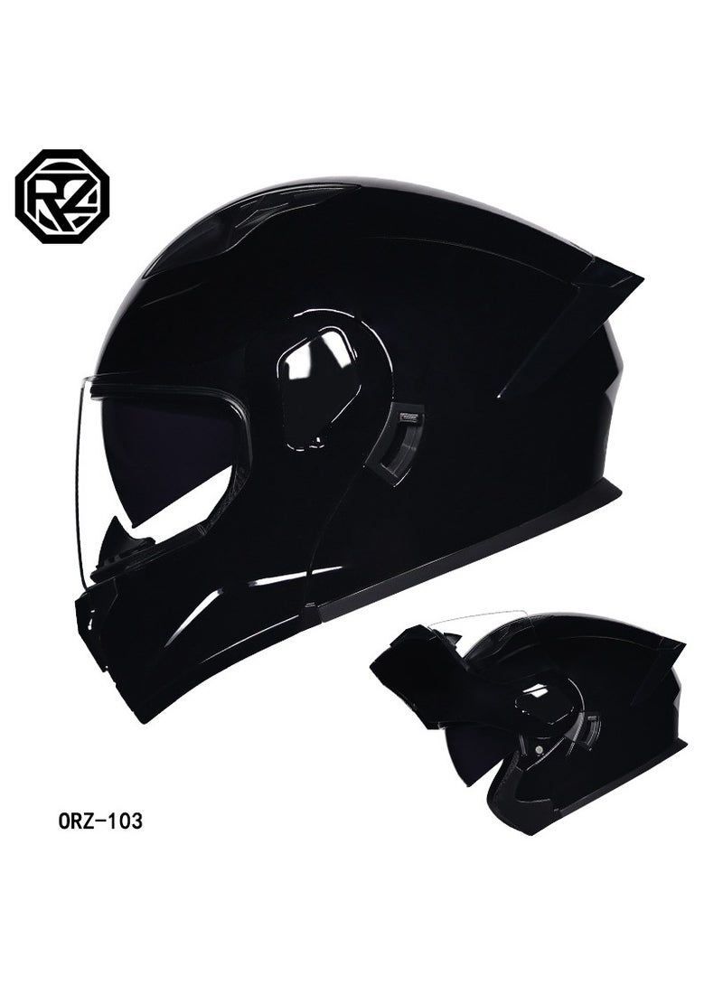 ORZ New Double Mirror Helmet Semi Full Cover Four Seasons Motorcycle Helmet 