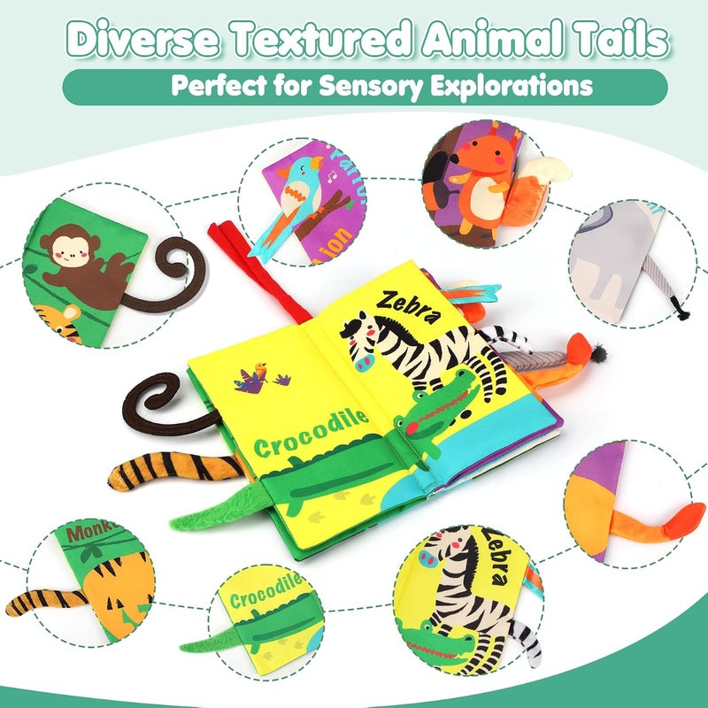 beiens Baby Cloth Books Toys, Tummy Time Touch and Feel Sensory Toys for Infants, Soft Crinkle Sound Books for 0-3-6-12-18 Months, Early Development Stroller Toy, Newborn Shower Gift - Image 2