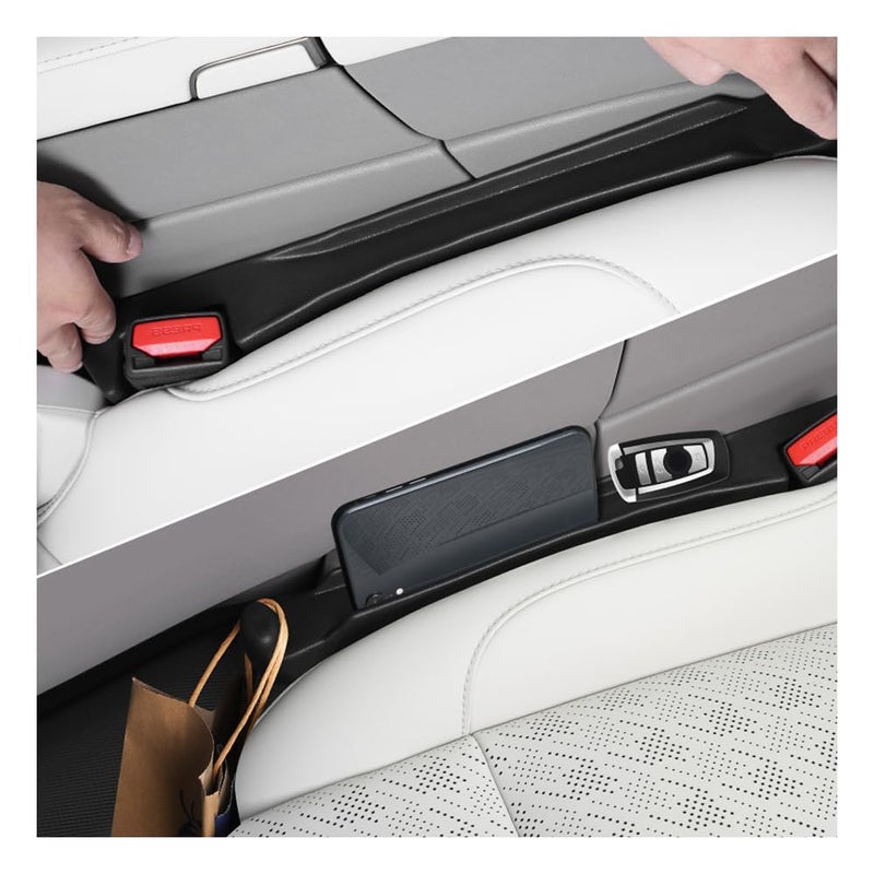 YGDMD 2PCS Car Seat Gap Filler Organizer,3 in 1 Car Seat Side Gap Filler with Hook for Avoiding Dropped Items,Universal No Drop Seats Guard for Filling Gaps 1.37-1.49 Inch Wide (Black) - Image 1