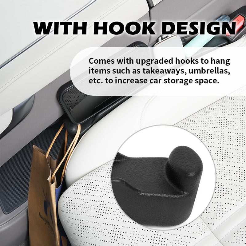 YGDMD 2PCS Car Seat Gap Filler Organizer,3 in 1 Car Seat Side Gap Filler with Hook for Avoiding Dropped Items,Universal No Drop Seats Guard for Filling Gaps 1.37-1.49 Inch Wide (Black) - Image 4