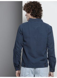 The Indian Garage Co Men True Blue Slim Fit Patch Pocket Oxford Trucker Jacket  - Image 2
