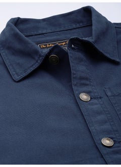 The Indian Garage Co Men True Blue Slim Fit Patch Pocket Oxford Trucker Jacket  - Image 4