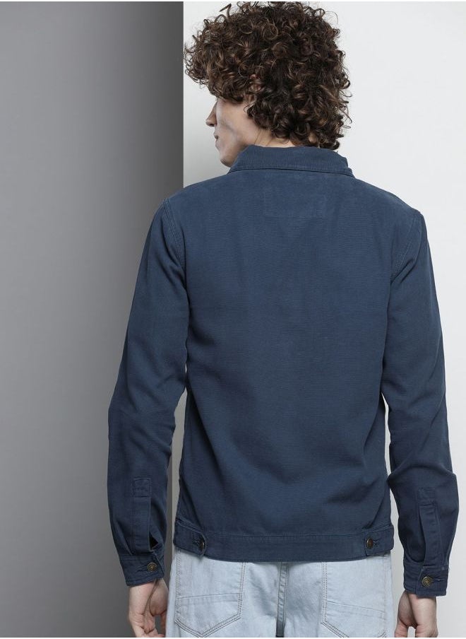 The Indian Garage Co Men Slim Fit Solid Trucker Jacket  - Image 2