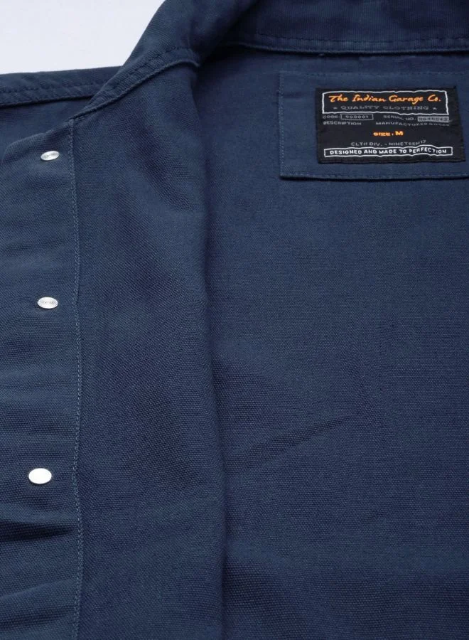 The Indian Garage Co Men Slim Fit Solid Trucker Jacket