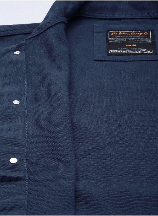 The Indian Garage Co Men Slim Fit Solid Trucker Jacket  - Image 4