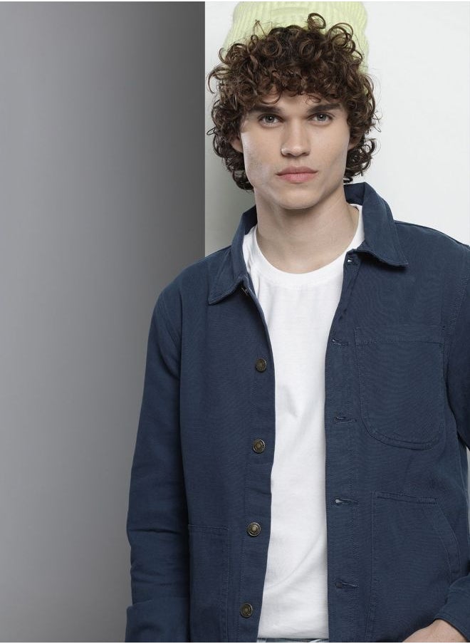 The Indian Garage Co Men Slim Fit Solid Trucker Jacket  - Image 1