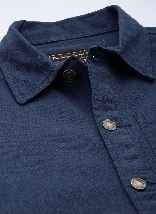 The Indian Garage Co Men Slim Fit Solid Trucker Jacket  - Image 5