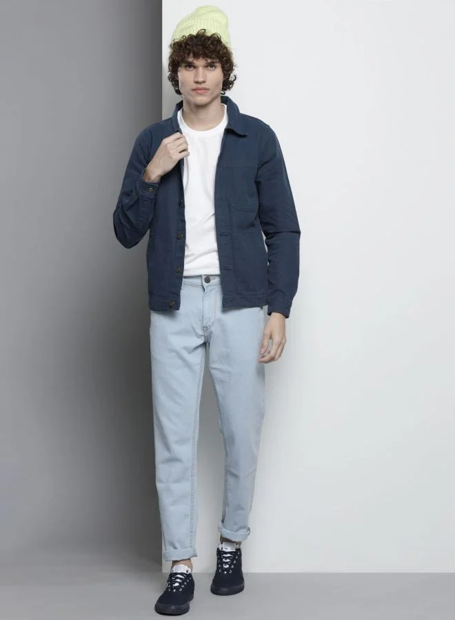 The Indian Garage Co Men Slim Fit Solid Trucker Jacket