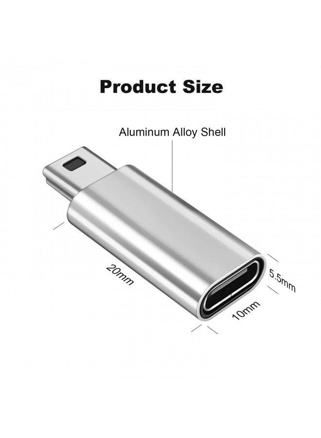 AreMe Mini USB 2.0 to USB C Adapter (4 Pack), USB Type C Female to Mini USB Male Converter Connector for Digital Camera, MP3 Players, Dash Cam, GPS Receiver and More (Black+Silver) - Image 4
