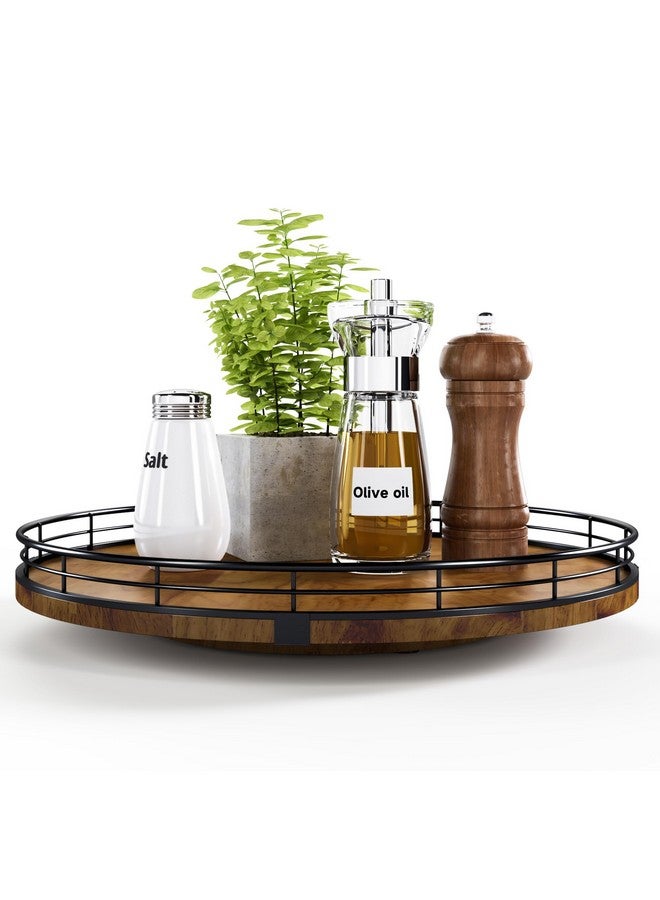 AMH Farmhouse Oak 13" Lazy Susan Turntable Organizer for Cabinet, Round Wooden Lazy Susan Organization and Storage for Dining Table, Pantry, Kitchen, Countertop, Cupboard,Home Decor, Walnut Wood - Image 1