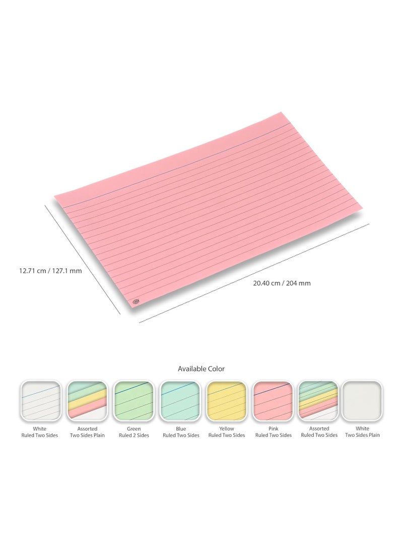 FIS® Ruled Record Cards or Index Cards, Size:8"x5" Inches (203x127mm), Two Sides Single Ruled, 180gsm, 100 Sheets Per Packet,Packet of 3 Pieces, 4 Assorted Colors-FSIC85-1804C-3 - Image 5