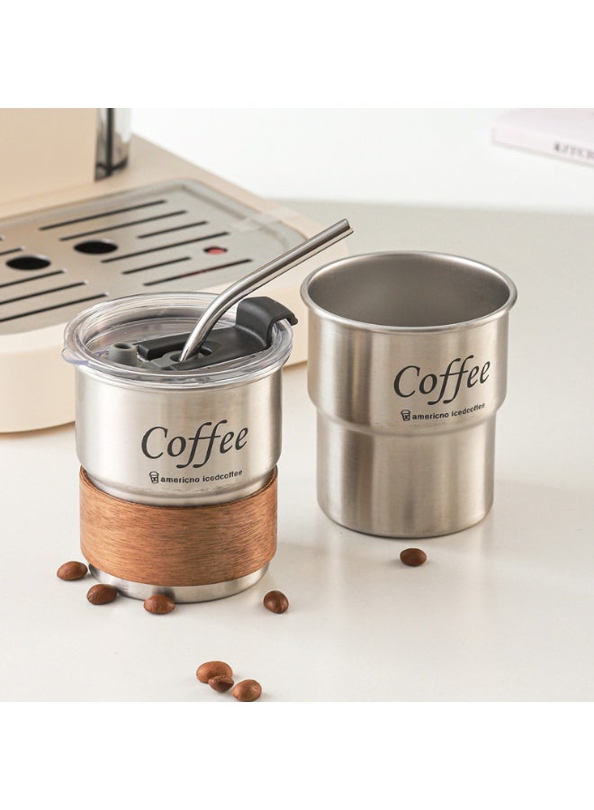 304 Stainless Steel Cold Drink Mug, Portable Coffee Mug for Hot and Cold Drinks, Includes Straw and Heat Resistant Lid for Home and Outdoor Camping (Silver, 300ml)  - Image 2