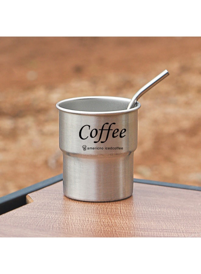 304 Stainless Steel Cold Drink Mug, Portable Coffee Mug for Hot and Cold Drinks, Includes Straw and Heat Resistant Lid for Home and Outdoor Camping (Silver, 300ml)  - Image 3