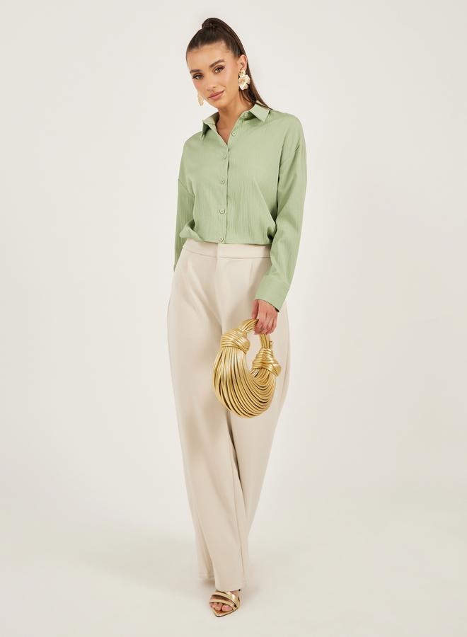 Styli Textured Long Sleeve Oversized Shirt - Image 2