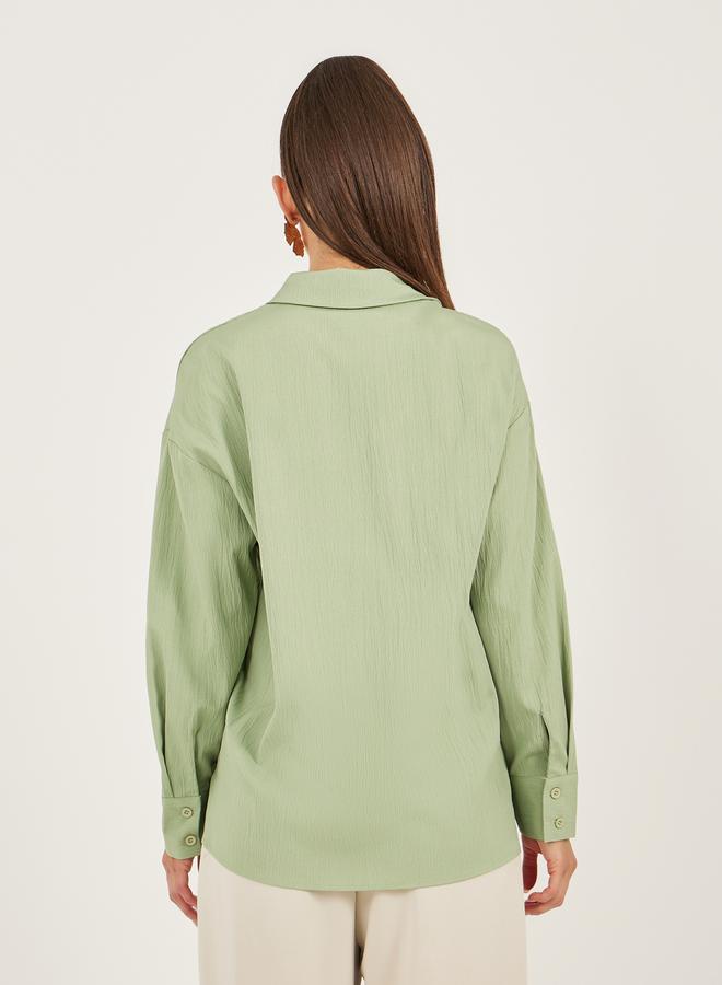 Styli Textured Long Sleeve Oversized Shirt - Image 5