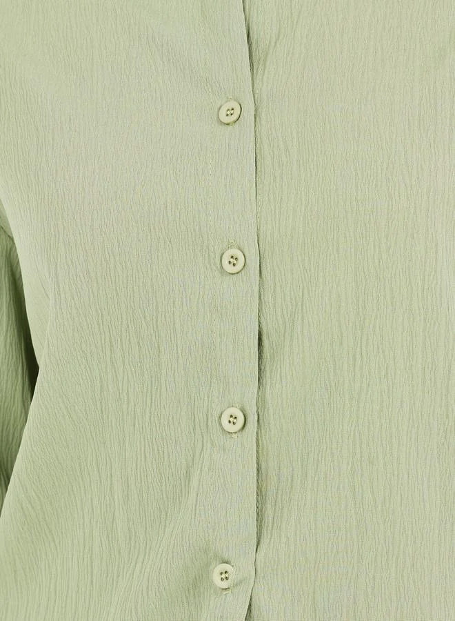 Styli Textured Long Sleeve Oversized Shirt