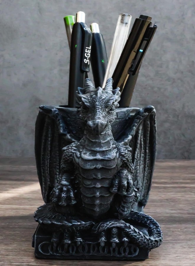 Ebros Gift Ebros Medieval Fantasy Smaug Dragon Stationery Holder Statue Gothic Dragons Organizer Office Desktop Pen Pencil Holder Figurine 4.75" Tall Gothic Gargoyle Sentry - Image 1