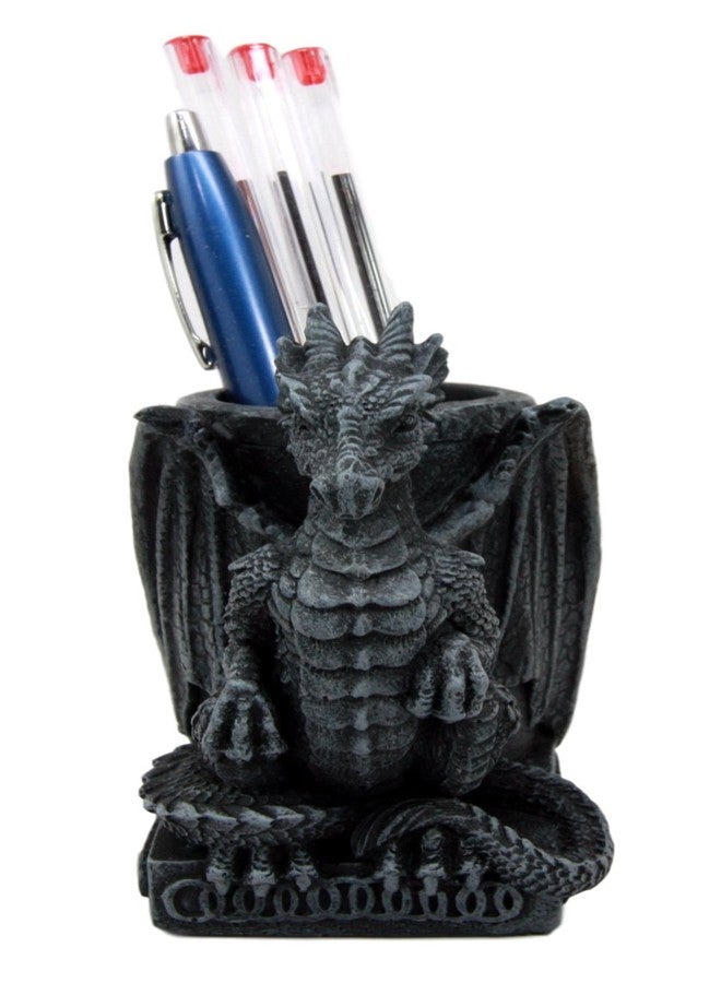 Ebros Gift Ebros Medieval Fantasy Smaug Dragon Stationery Holder Statue Gothic Dragons Organizer Office Desktop Pen Pencil Holder Figurine 4.75" Tall Gothic Gargoyle Sentry - Image 2